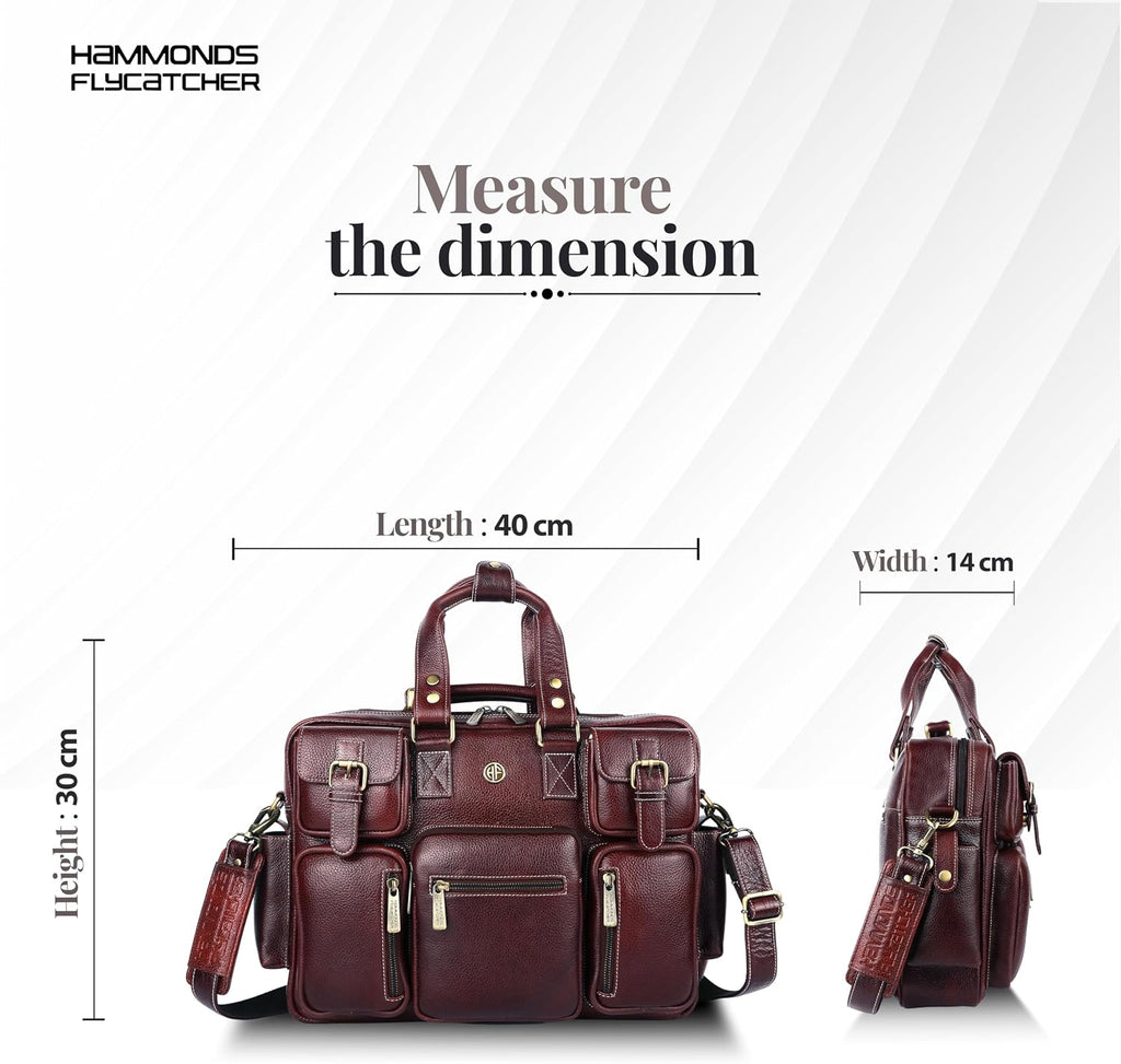 HAMMONDS FLYCATCHER Genuine Leather Laptop Bag for Men, Padded 15.6' Laptop Sleeve, Leather Messenger Bag for Men Briefcases