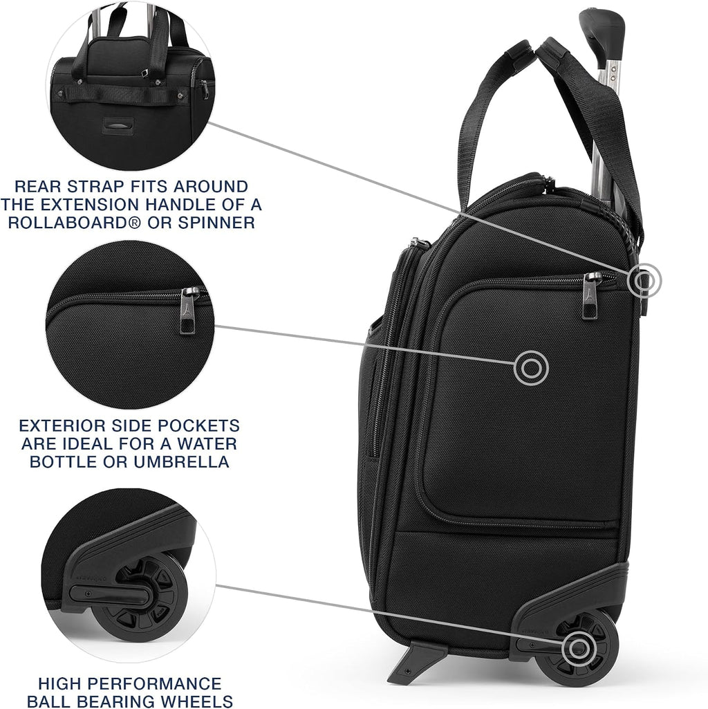Travelpro Crew Classic Lightweight Softside Luggage, Rolling Underseat Carry on Bag, 14' Laptop or Tablet Sleeve, Men and Women, 17-Inch, Black