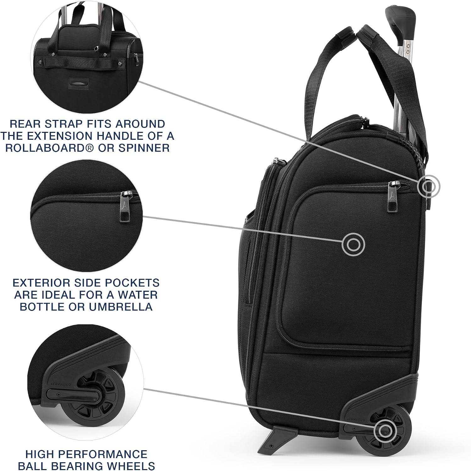 Travelpro Crew Classic Lightweight Softside Luggage, Rolling Underseat Carry on Bag, 14' Laptop or Tablet Sleeve, Men and Women, 17-Inch, Black