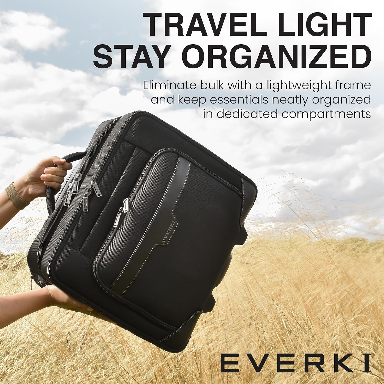 EVERKI Journey 16-Inch Laptop Trolley Rolling Briefcase for Business Professionals – Travel-Friendly Carry-On Laptop Bag, Lightweight Office Bag with Wheels, Roller Laptop Briefcase, Black (EKB440)