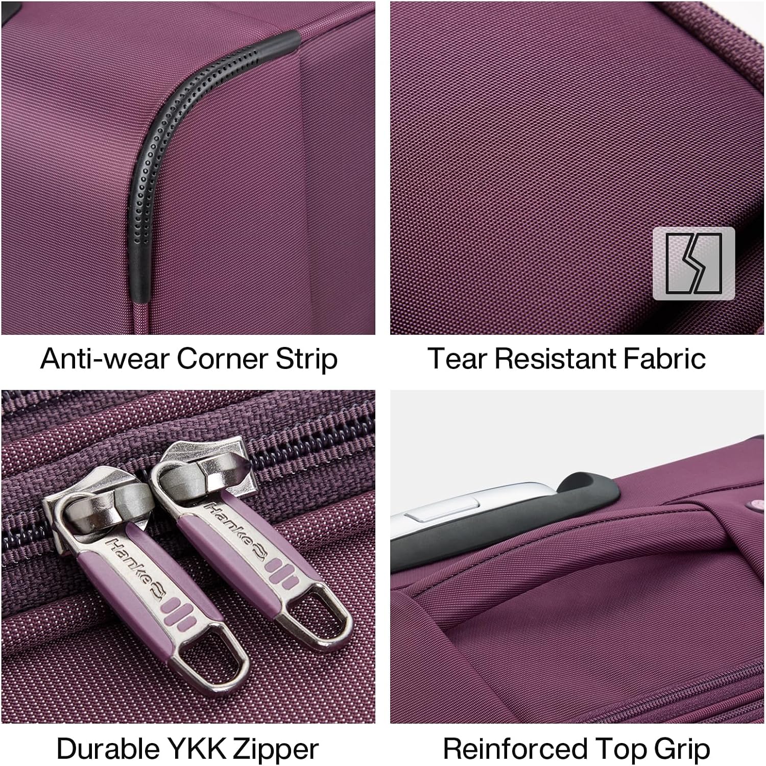 Hanke 28 Inch Luggage Softside Expandable Suitcases with Spinner Wheels, Travel Checked Luggage for Women Men(Purple)