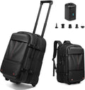 Vacuum Rolling Backpack with Pump, 60L Vacuum Backpack for Travel with Wheels, TSA Lock and Charging Port, Vacuum Compression Expandable Backpack for 17.3'' Laptop, Business & Long Trips