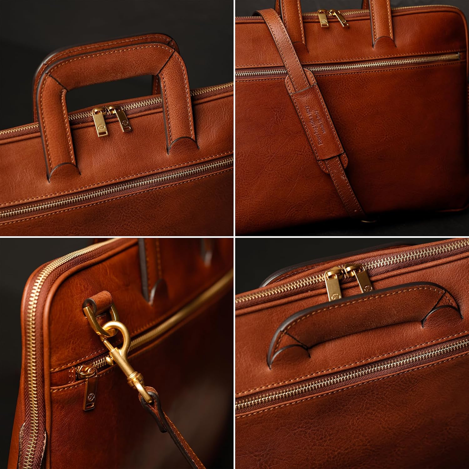 Time Resistance Slim Leather Briefcase - Italian Handmade Leather Computer Bag - Briefcase for Men and Women - Laptop Bag