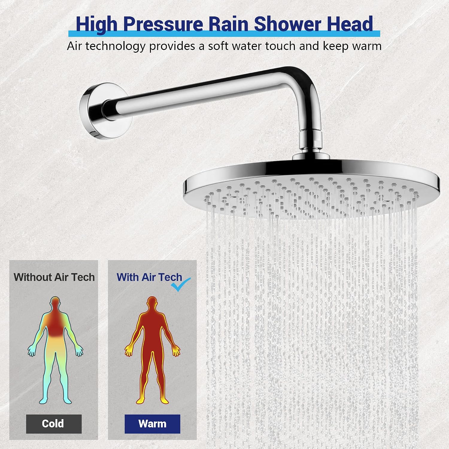 Bathroom Shower Faucet Set Wall Mounted Rainfall Shower System 10 Inches High Pressure Shower Head and Multifunctional Shower Handheld, Included Rough-in Valve and Trim Kit Polished Chrome