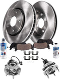 Detroit Axle - 5-Lug Front Brake Kit for 2007-2010 Chevrolet Cobalt Pontiac G5, Wheel Bearing Hubs Disc Brake Rotors Ceramic Brake Pads 2008 2009 Replacement