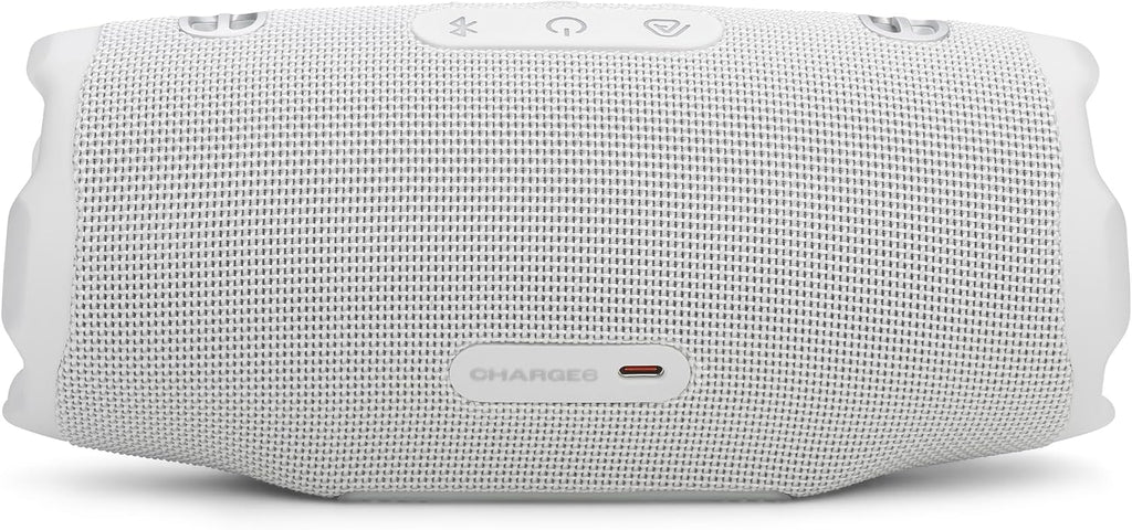 JBL Charge 6 - Portable Waterproof & Drop-Proof Bluetooth Speaker, Bold JBL Pro Sound with AI Sound Boost, 28Hrs of Playtime, Built-in powerbank & Comes with a Sturdy/Removable Carrying Strap (White)