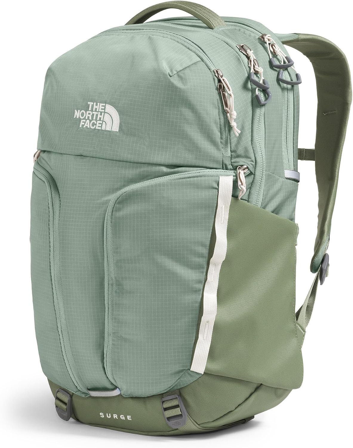 The North Face Women's Surge Commuter Laptop Backpack - Everyday Travel Bag, Laptop Sleeve, Water-Repellent, Slate Moss/Bark Mist, One Size