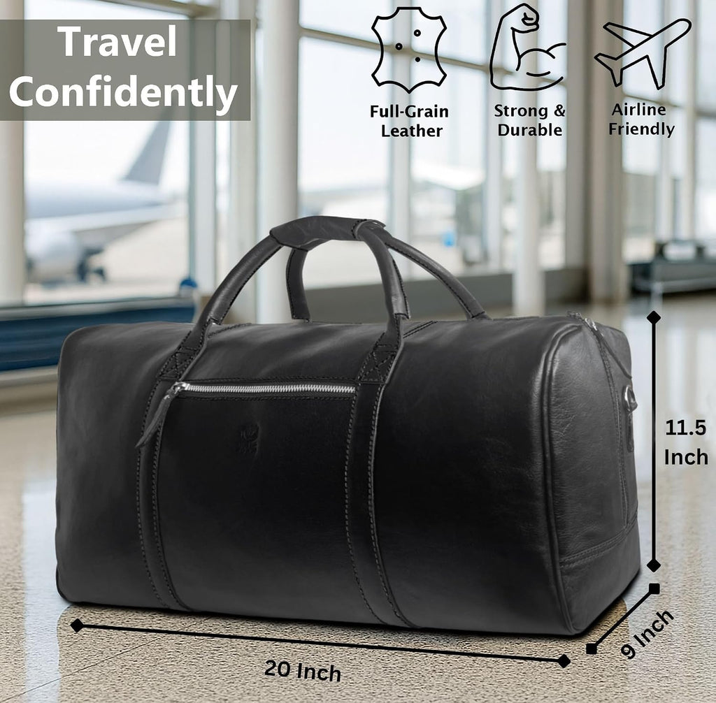 Handmade Leather Travel Duffel Bag - Airplane Underseat Carry On Bags by Rustic Town