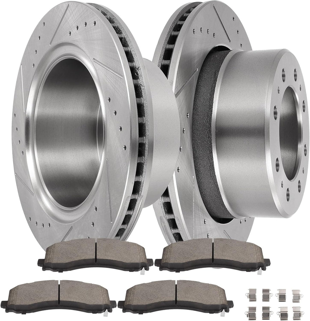 SCITOO Disc Brake Pads and Rotors Rear 14.09' Rotors Replacement For Ram For 2500 2019-2023,For Ram For 3500 2019-2023, 8/Lugs Vented Brake Kits