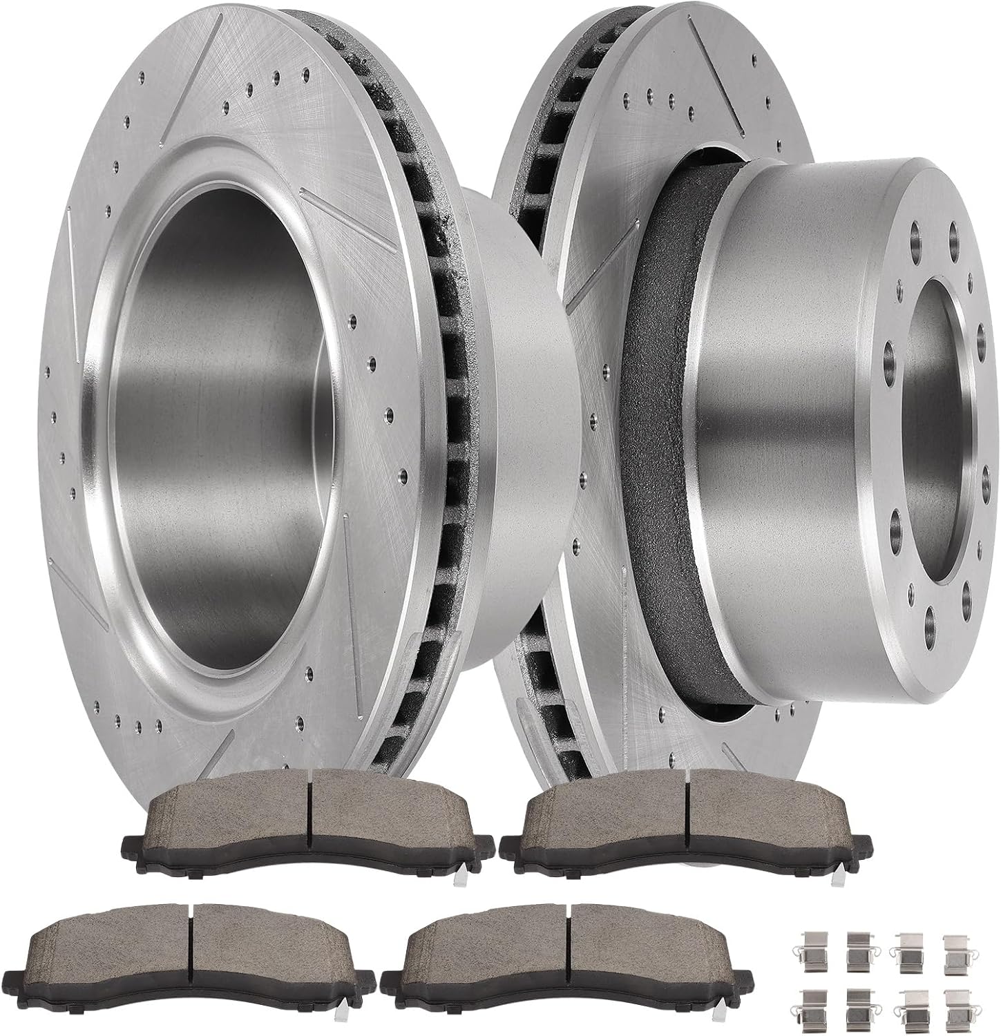 SCITOO Disc Brake Pads and Rotors Rear 14.09' Rotors Replacement For Ram For 2500 2019-2023,For Ram For 3500 2019-2023, 8/Lugs Vented Brake Kits