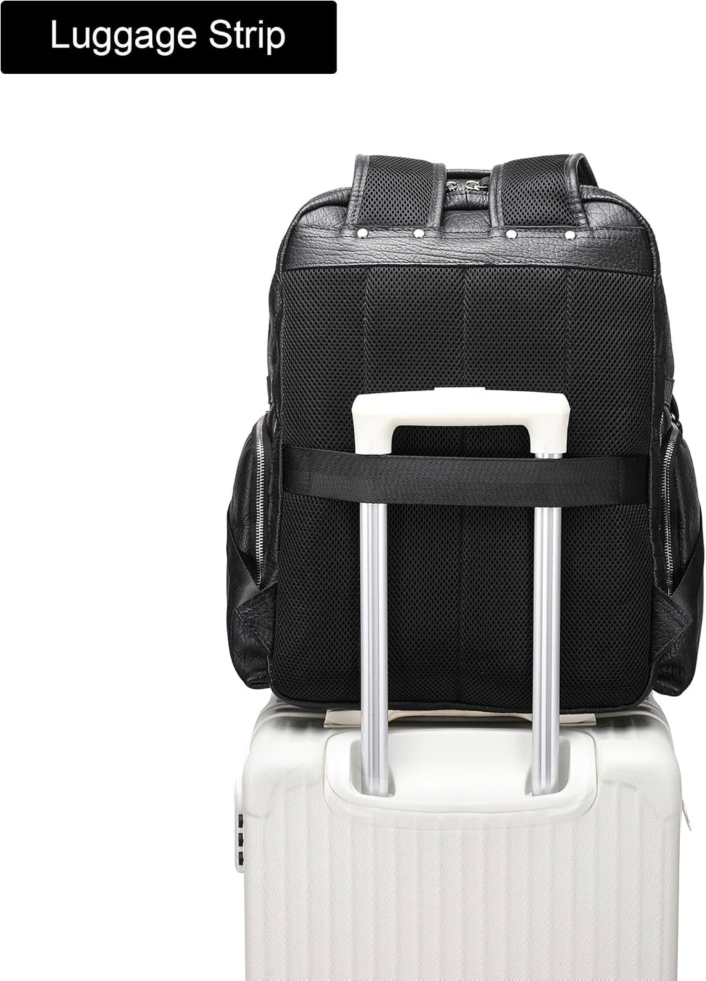 LANNSYNE Men Vinatge Full Grain Leather Backpack Fits 17.3' Laptop, Travel Overnight Daypacks - Black