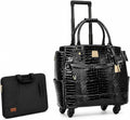 Rolling Laptop Bag for Women with Wheels & Handle Luxury Pure Leather Embossed Work Bag with Laptop Sleeve Travel Briefcase