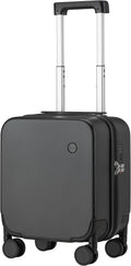 mixi Upgrade Carry on Luggage 14 Inch Underseat Personal Item Suitcases with Spinner Wheels, Hardside Rolling Suitcase PC with TSA Lock Lightweight Travel Case, Fine Grid Black