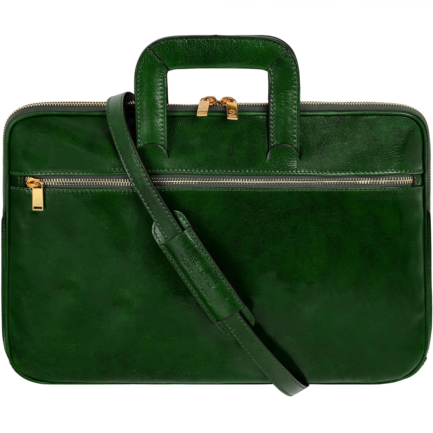 Time Resistance Slim Leather Briefcase - Italian Handmade Leather Computer Bag - Briefcase for Men and Women - Laptop Bag