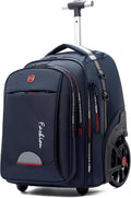 WMHYLYH Waterproof Rolling Backpack for Women and Men, Laptop Backpack with Wheels for Adults, Carry on Backpack with Large Wheels for Travel and Business Commuter (Blue, 22inch)