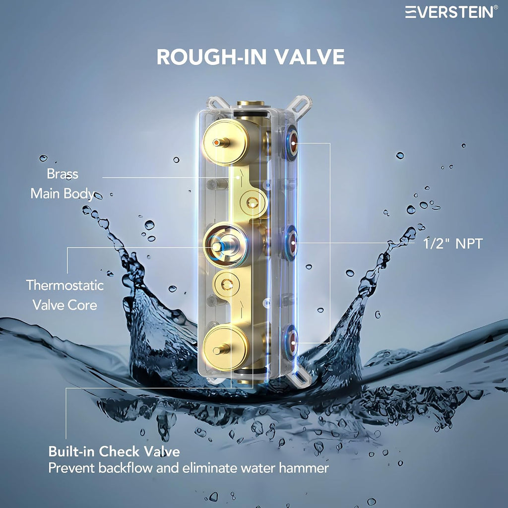 12' Ceiling Mount Dual Rainfall Shower Head System with Handheld Spray, Bathroom Shower Set with Valve(Brushed Gold)