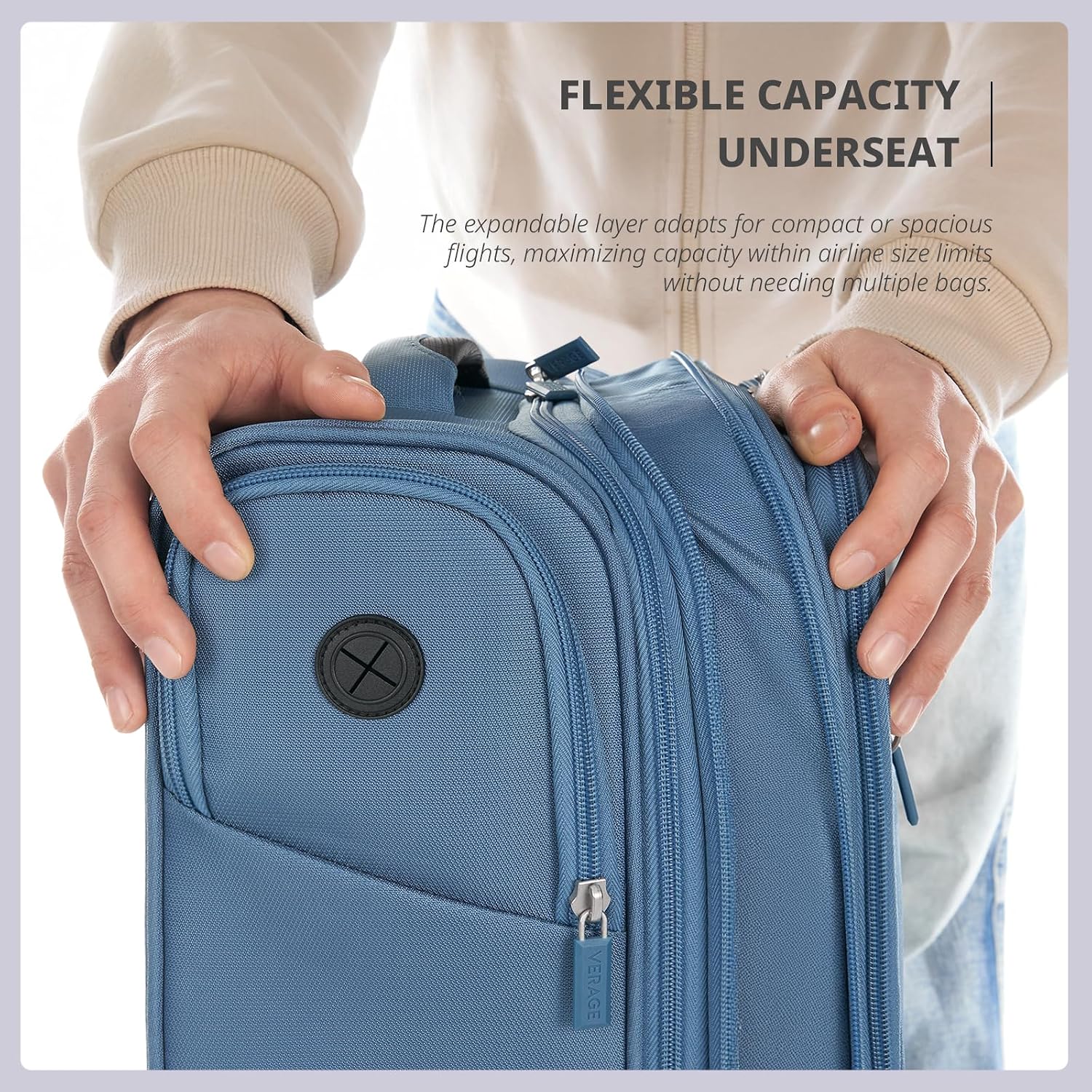Verage Under Seat Luggage with Wheels, Softside Expanable Small Suitcase Carry On Luggage Bags for Airlines Airplanes Short Trip Men Women (Coast Blue, 16-Inch Rolling Underseat)