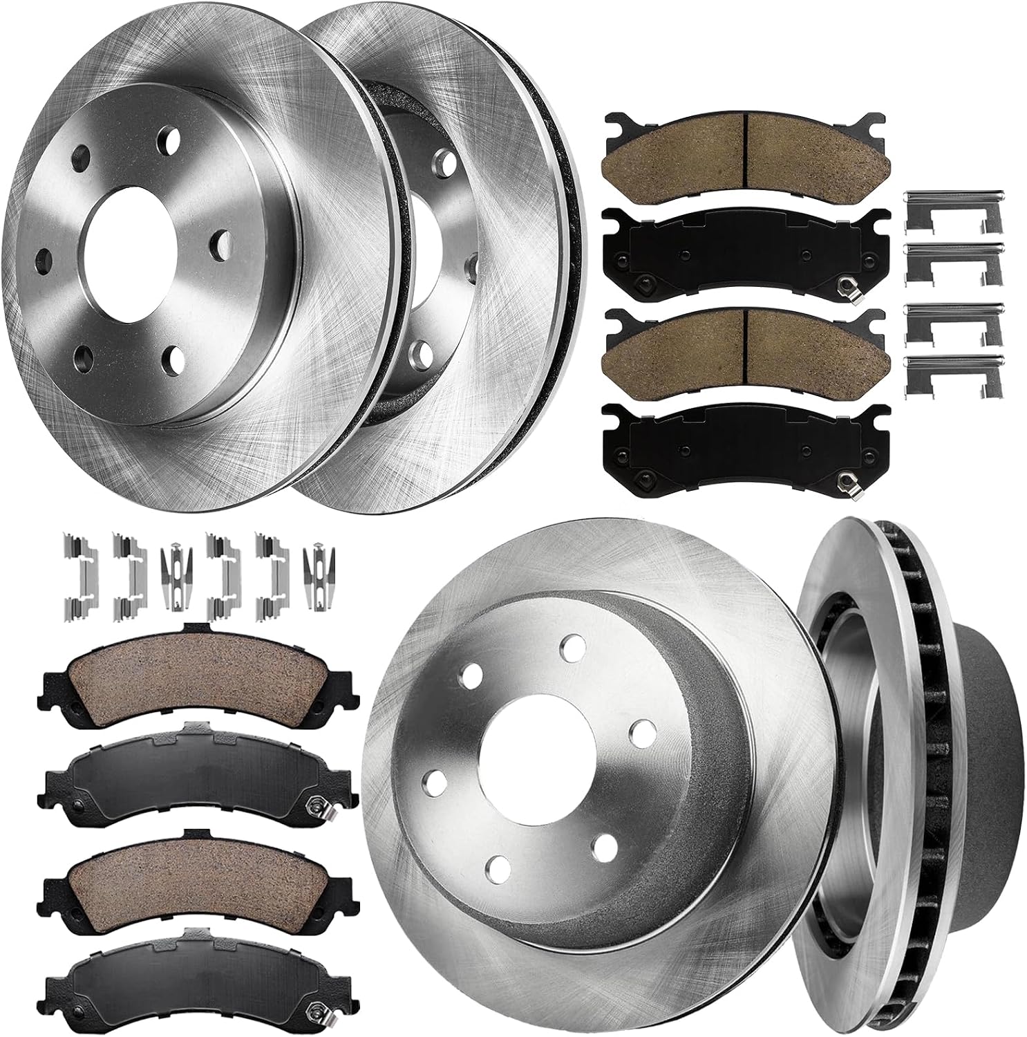 AUTOCLUB 12.01' Front and 12.99' Rear Brake Kit, for 2001 2002 2003 2004 2005 2006 Chevy Silverado 1500 Brake Pads and Rotors, for Chevy Suburban Avalanche GMC Sierra Yukon XL 1500 Brakes Replacement