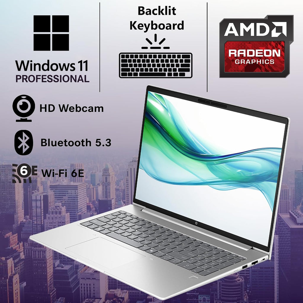 HP ProBook 465 460 G11 Business Laptop 16' FHD+ Display, AMD Ryzen 5 7535U, oemgenuine Customized Laptop, 16GB / 32GB / 64GB RAM, 512GB / 1TB / 2TB SSD, Wi-Fi 6E, RJ-45, Webcam, Backlit KB, Win 11 Pro