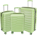 WireHot Lightweight Luggage with Spinner Wheels & YKK Zipper, 3-Piece Travel Suitcase ABS+PC Hardshell Luggage Set with TSA Lock, Light Avocado Green (20+24+28 inch)