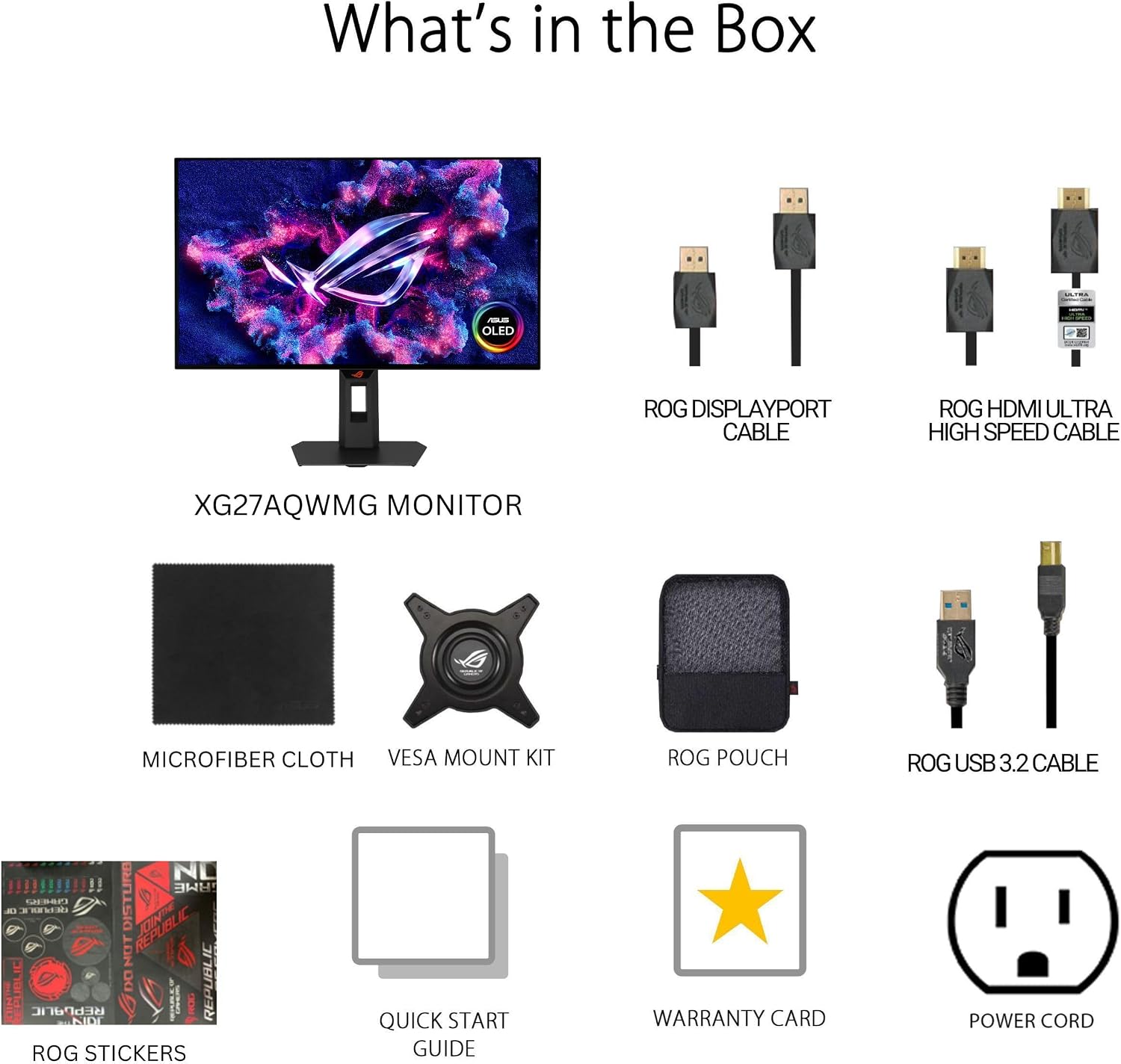 ASUS Rog Strix 27' 1440P Gaming Monitor (XG27AQWMG), QHD, TrueBlack Glossy Tandem OLED, 280Hz, 0.03ms, Neo Proximity Sensor, DisplayHDR True Black 500, 99% DCI-P3, DisplayWidget, 3yr Warranty