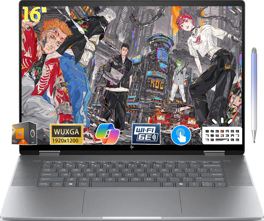 HP - Envy 2-in-1 16' 2K (1920 x 1200) Touch-Screen Laptop - Intel Core AMD R7 8840HS-16GB Memory - 1TB SSD – Copilot - Thunderbolt 4-5MP IR Cameraw - w/Stylus