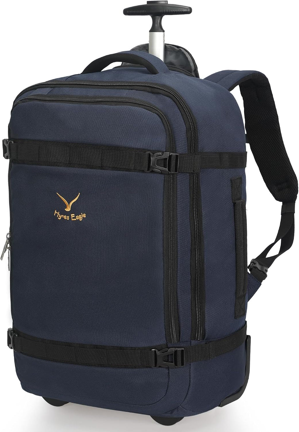 Hynes Eagle Rolling Backpack 42L Backpack with Wheels Airline Approved Carry on Luggage Laptop Travel Suitcase Bag for Women Men Dark Blue