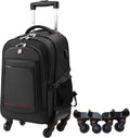 star cloud 45L Rolling Backpack for 17.3' Laptop - 22x14x9', Water-Resistant Luggage with 4 Extra Wheels, Roller Travel Laptop Backpack for Business, Wheeled Backpack for Travel and Commuting