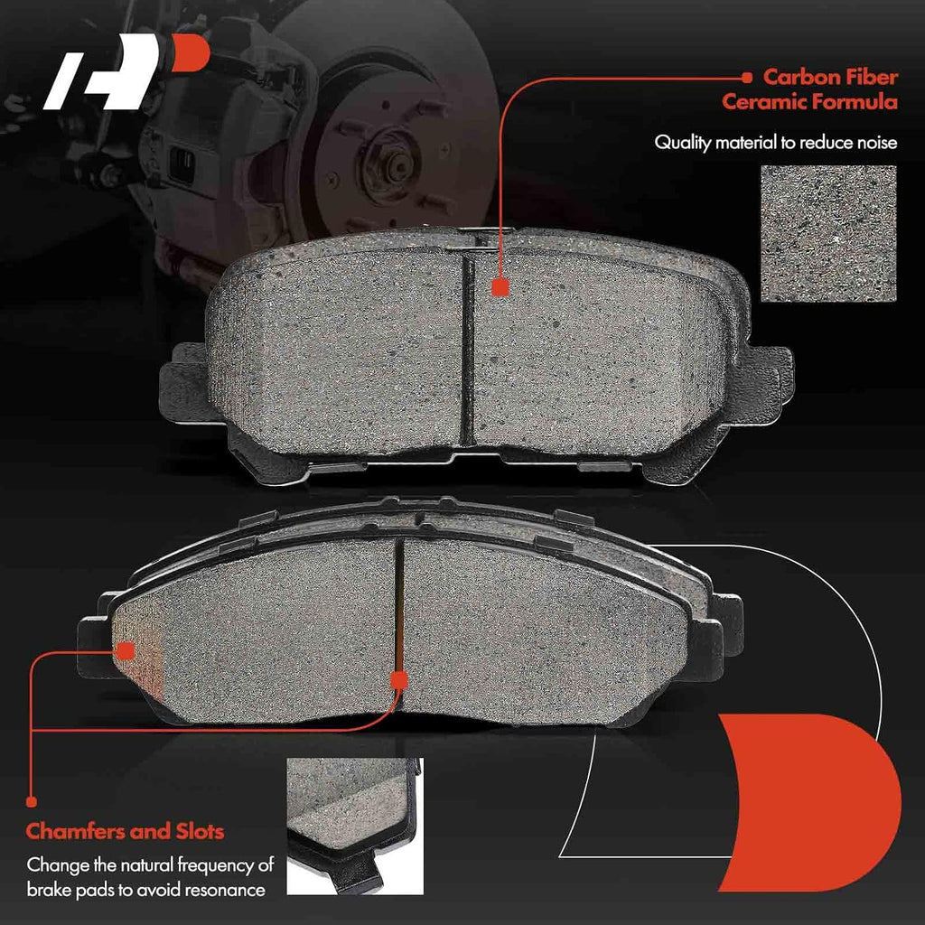 A-Premium Front & Rear Drilled and Slotted Disc Brake Rotors Ceramic Pads Kit Compatible with Honda and Acura Models - Pilot 2009-2015, MDX 2007-2013, ZDX 2010-2013, 12-PC Set