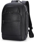 TIDING Men's Leather Laptop Backpack Fits 15.6 Inch Computer, TSA Approved & Water Resistant Work Daypack Business Travel Rucksack, Black