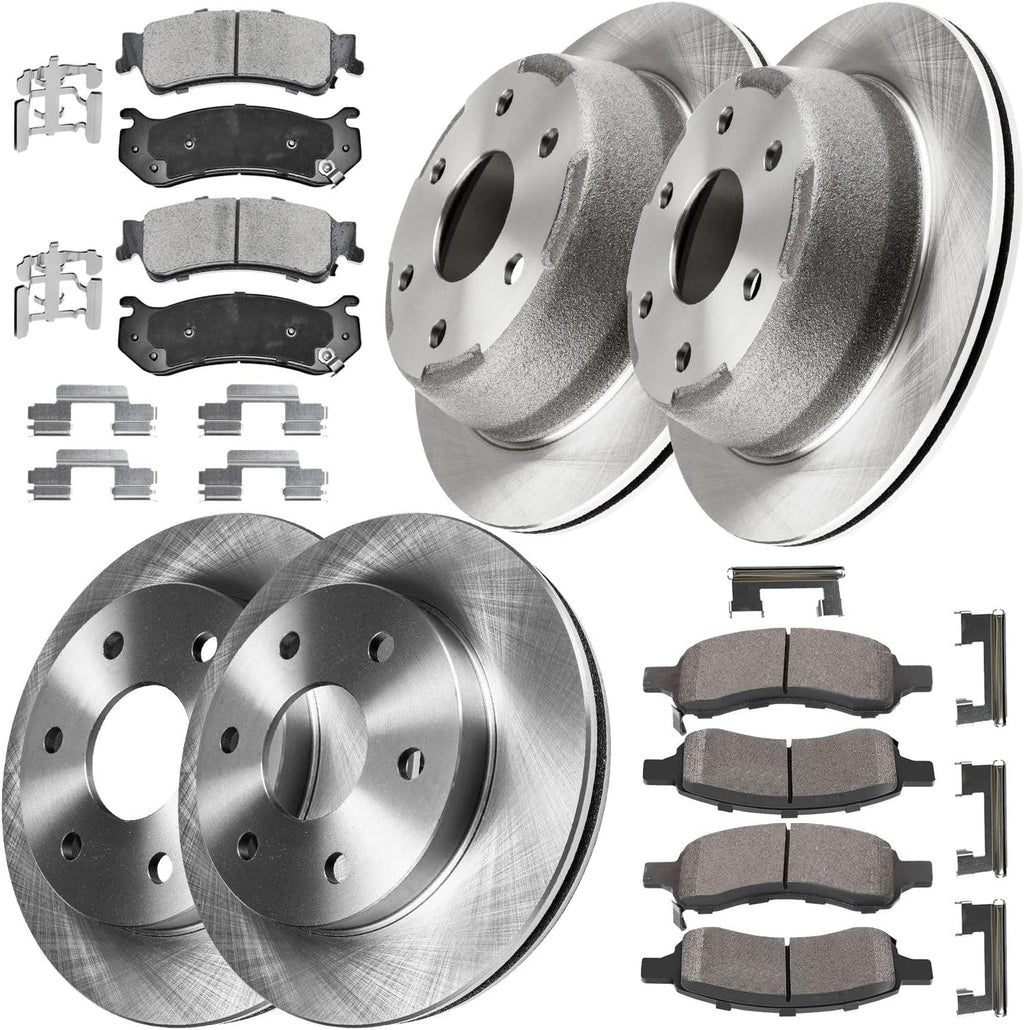 Brake Kit Replacement for 1999-2004 2005 2006 Chevy Silverado GMC Sierra 1500 Brakes and Rotors Kit, Chevy Astro Tahoe GMC Safari Yukon Brake Pads and Rotors, 12.01' Front and 12.8' Rear