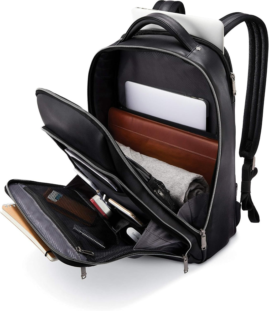 Samsonite Classic Leather Backpack, Black, One Size