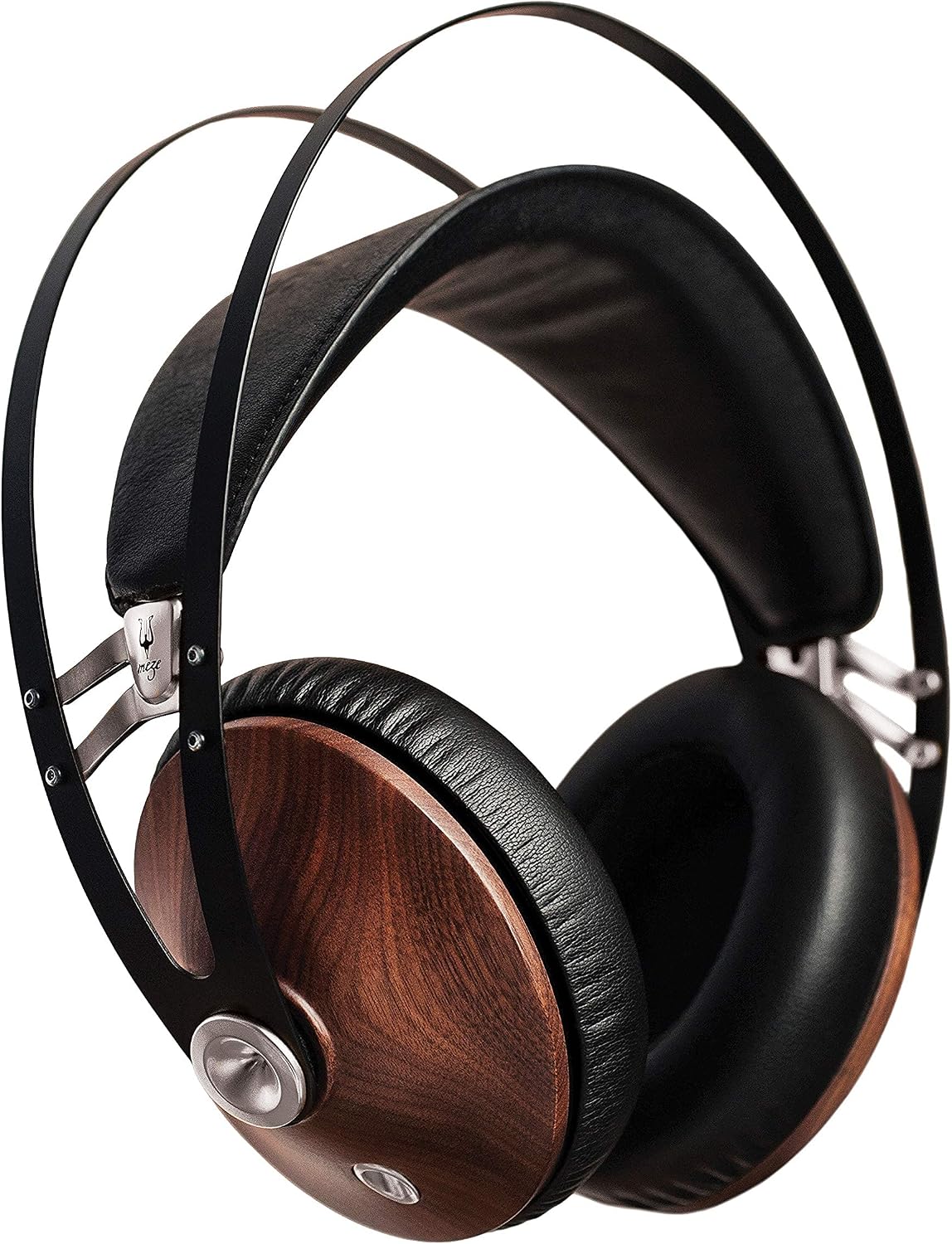 Meze 99 Classics Walnut Silver | Wired Over-Ear Headphones with Mic and Self Adjustable Headband | Classic Wooden Closed-Back Headset for Audiophiles (Renewed)