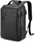 Tzowla Leather Laptop Backpack, Bag for Men and Women,Business Travel Work Rucksack Fits 15.6 Inch Laptop,Bookbag with USB and Type-C Charging Port-Black