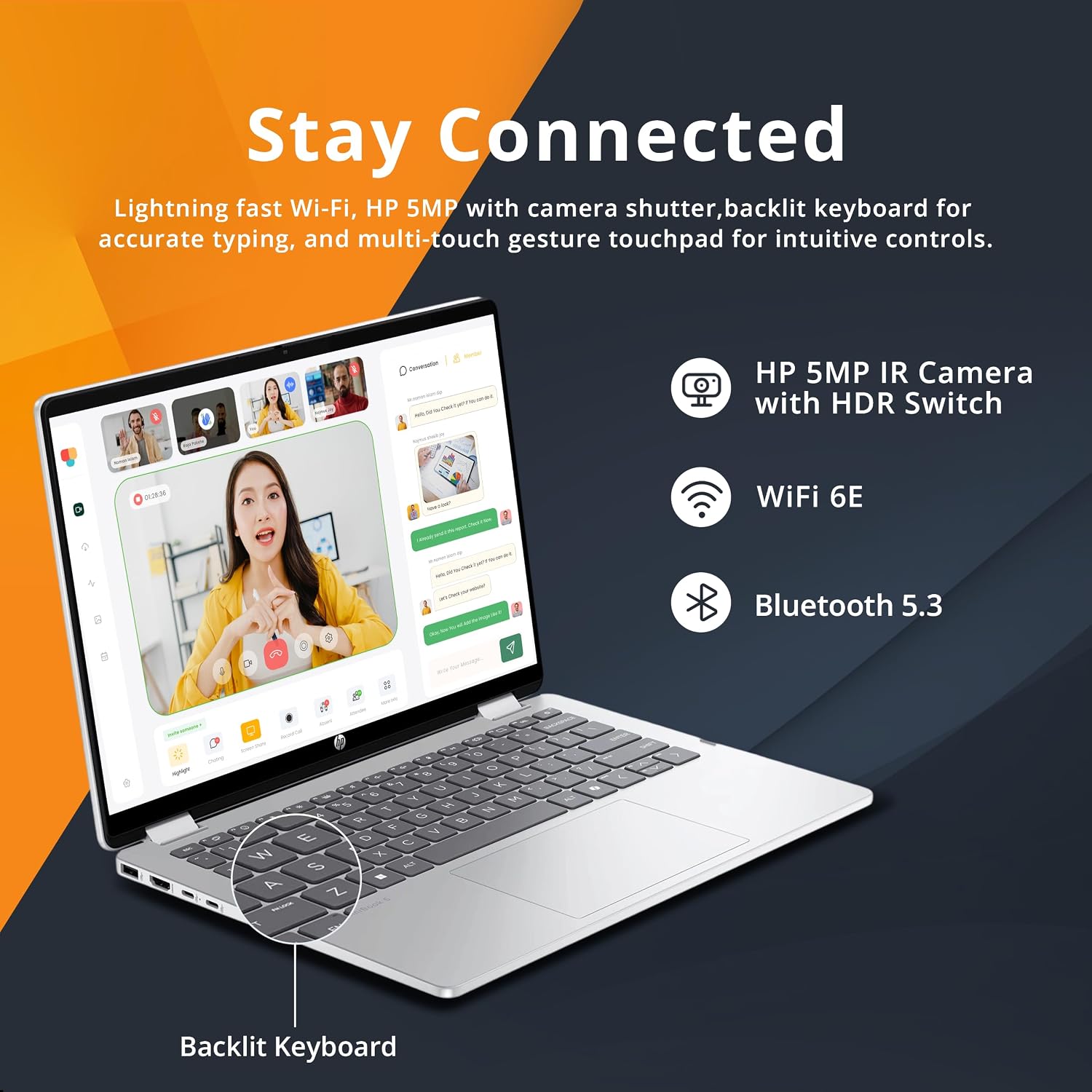 HP OmniBook 5 Flip 2-in-1 14' 2K Touchscreen Laptop, Intel 7 150U, 16GB LPDDR5, 1.16TB Storage(1TB SSD+160GB Docking Station Set), Backlit Keyboard, 5MP IR Camera, Wi-Fi 6E, Windows 11 Pro, Silver
