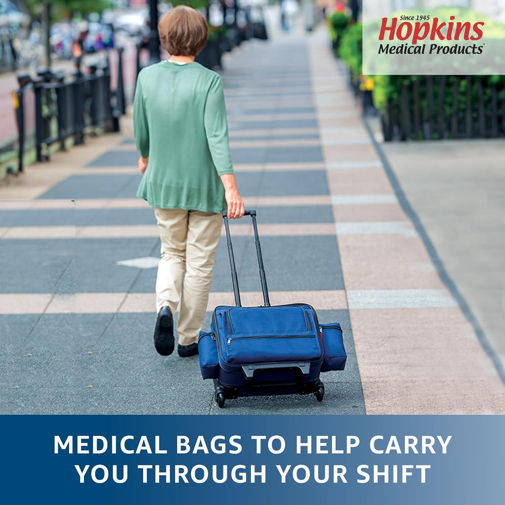 Hopkins Medical Products Rolling Med Bag with EZ-View: Waterproof, Ultimate Mobility for Healthcare Pros, 39.5' Handle, 16' x 3' x 12', Black
