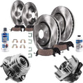 Detroit Axle - Wheel Bearing Hubs Brake Kit for 2007-2012 Nissan Altima, Front Wheel Bearing Hubs Front and Rear Disc Brake Rotors Ceramic Brake Pads 2008 2009 2010 2011 Replacement