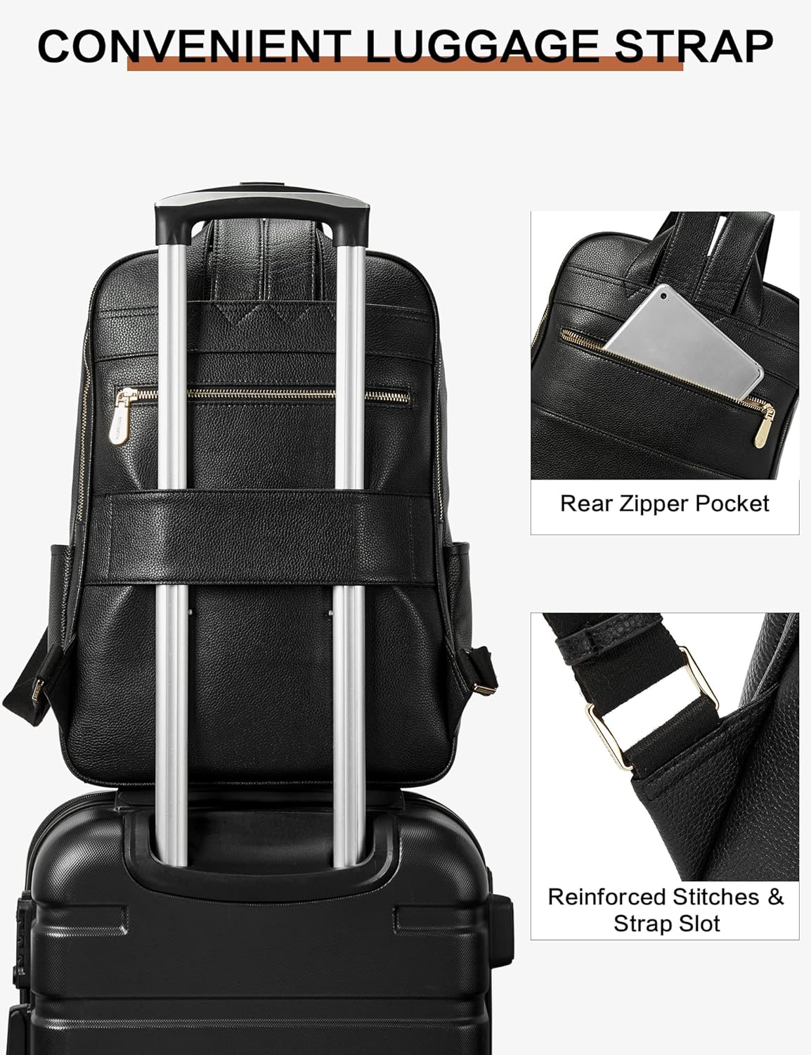 BOSTANTEN Genuine Leather 15.6 inch Laptop Backpack Purse for Women College Casual Backpack Travel Bag