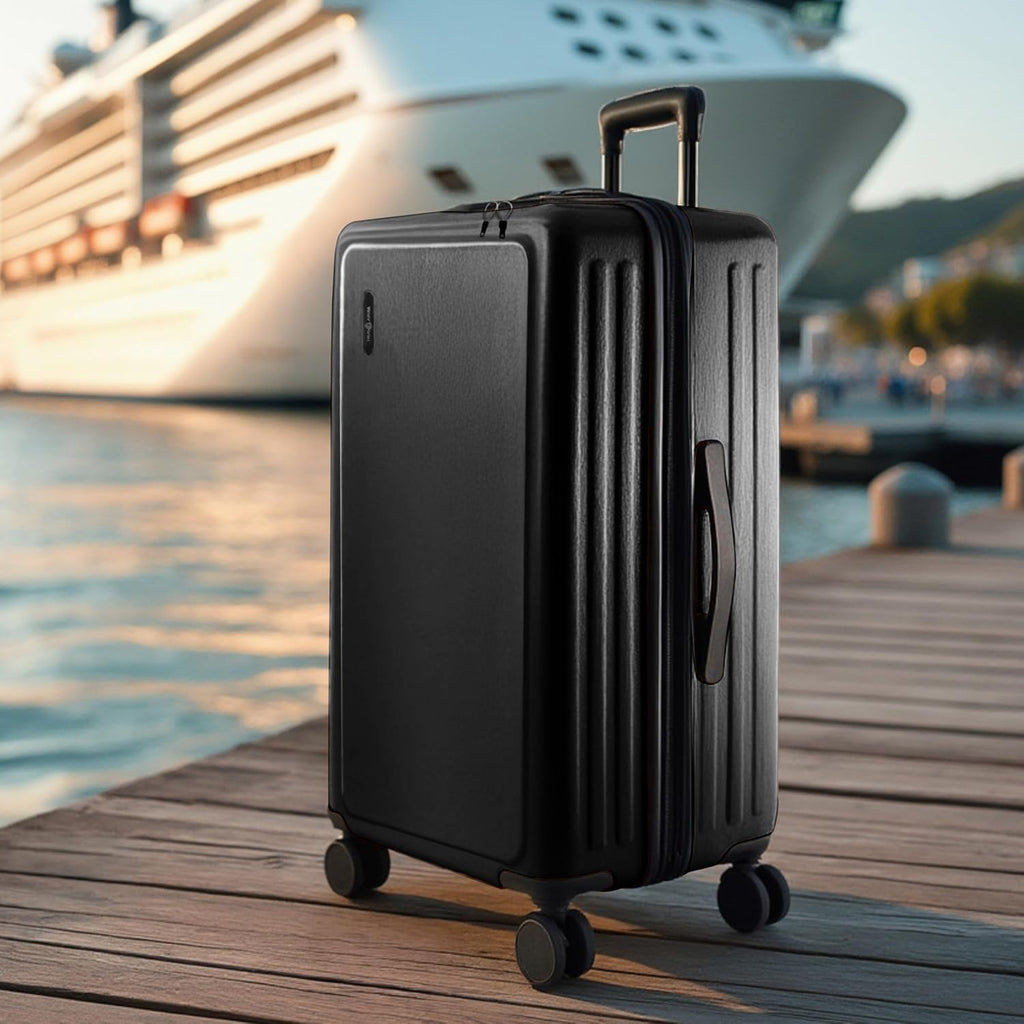 TRAVELARIM Luggage Sets 2 Piece, 24 Inch Suitcase and 28 Inch Luggage with Spinner Wheels, Durable Hard Shell Suitcase Set, Expandable Travel Suitcases with Wheels, Jet Black