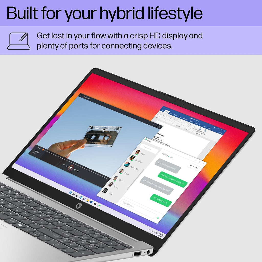 HP 15.6 inch Laptop, HD Display, Intel Core i3-N305, 8 GB RAM, 256 GB SSD, Intel UHD Graphics, Windows 11 Home, Natural Silver, 15-fd0500nr