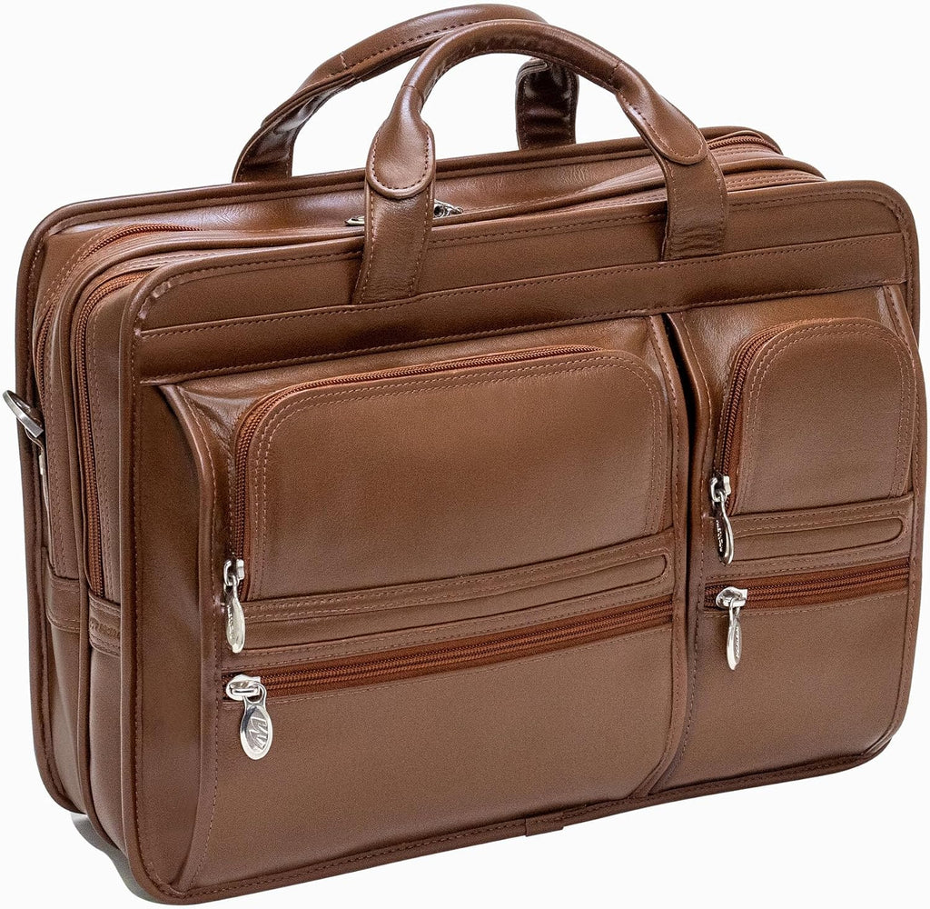 McKleinUSA CLINTON, 17' Leather Patented Detachable -Wheeled Laptop Briefcase