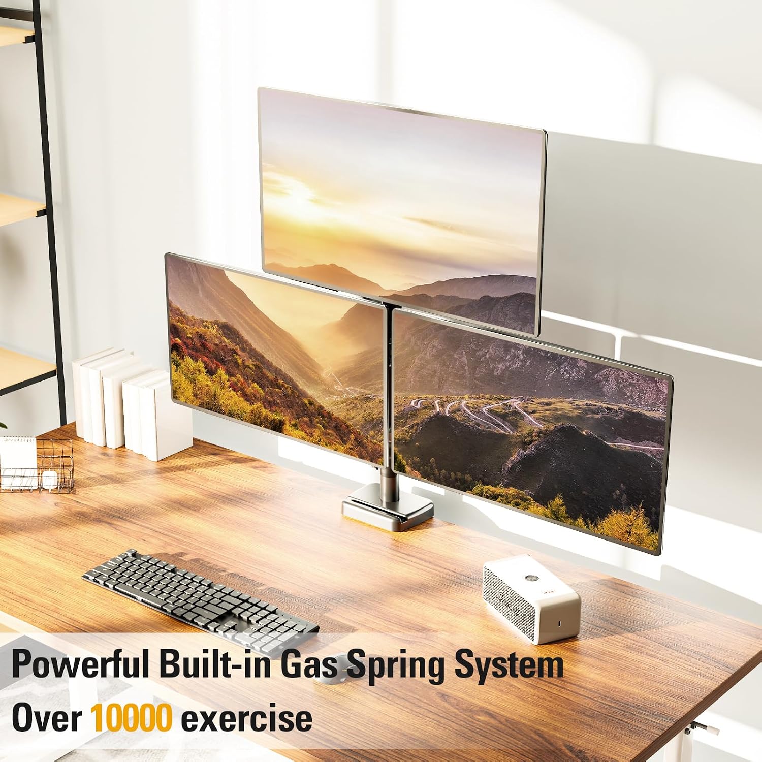 Triple Monitor Mount Fits Max 32 Inch Computer Screen, 3 Monitor Desk Mount Holds Up to 19.8lbs, Heavy Duty Gas Spring Arm, 75x75/100x100 Vesa Mount with C-Clamp/Grommet Base