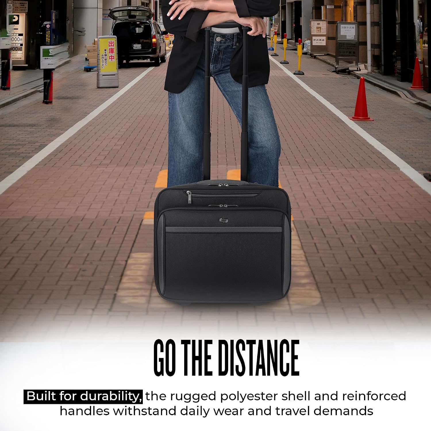 Solo New York Rolling Case with Wheels - Roller Laptop Bag, Wheeled Briefcase for Women & Men, Carry On Size for Travel, Fits 16' Computer - West Side, Black