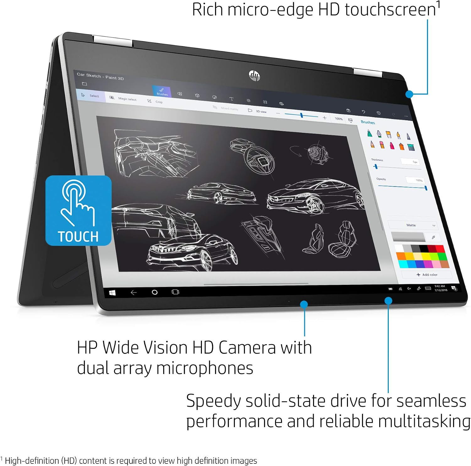 HP Pavilion x360 14 Convertible 2-in-1 Laptop, 14' HD Touchscreen Display, Intel Core i5, 8 GB DDR4 RAM, 512 GB SSD Storage, Windows 10 Home, Backlit Keyboard (14-dh2010nr, 2020 Model)