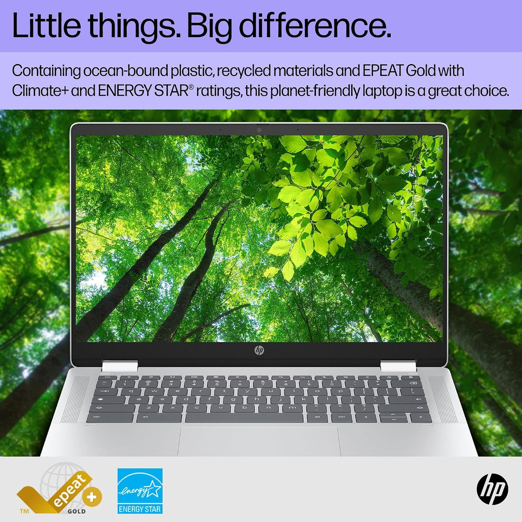 HP Chromebook x360 14 inch Laptop, HD Touchscreen, Intel Processor N100, 4 GB RAM, 64 GB eMMC, Intel UHD Graphics, Chrome OS, 14b-cd0000nr (2024) (Renewed)