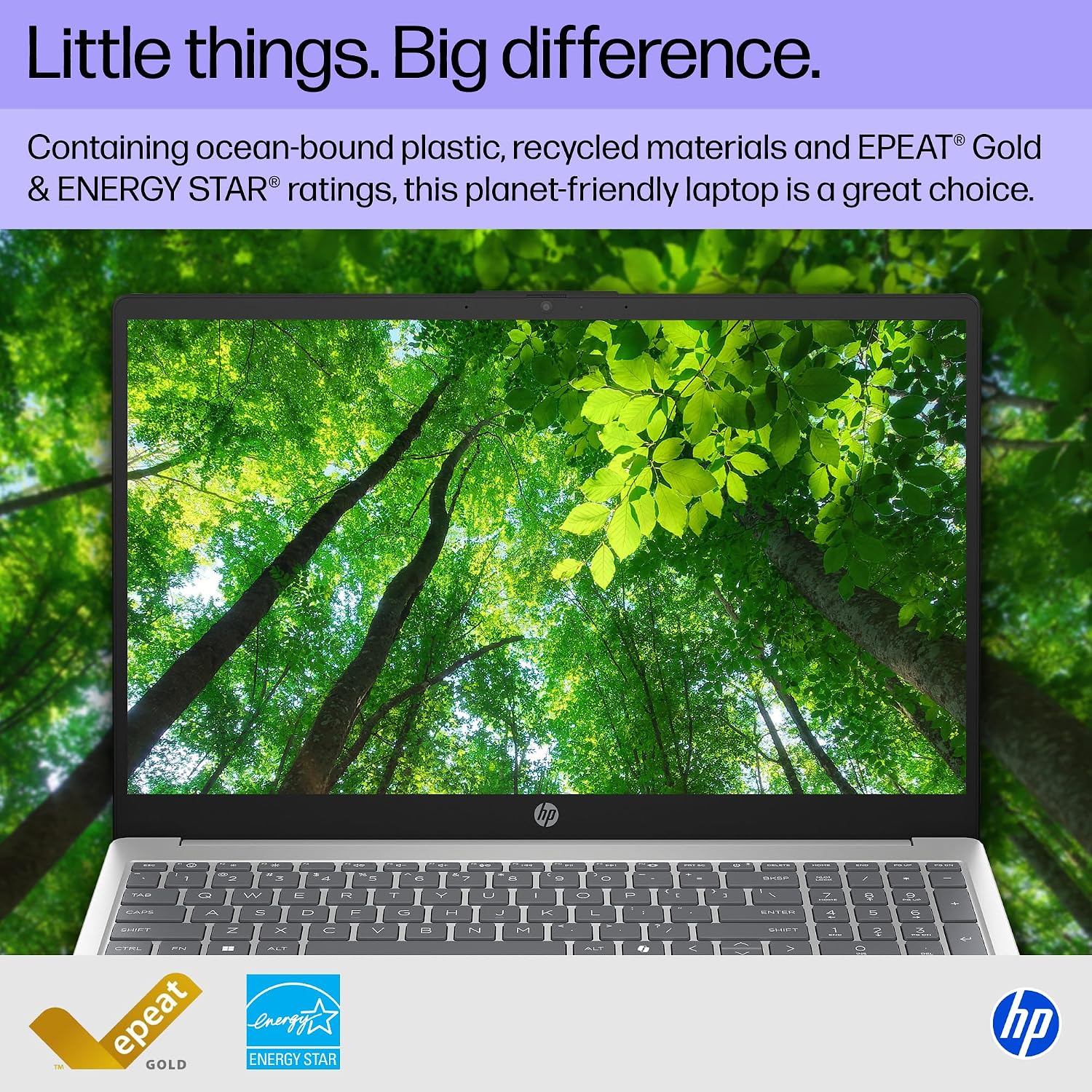 HP 15.6 inch Laptop, HD Display, Intel Core i3-N305, 8 GB RAM, 256 GB SSD, Intel UHD Graphics, Windows 11 Home, Natural Silver, 15-fd0500nr