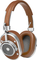 Master & Dynamic MH40 Over-Ear Headphones with Wire - Noise Isolating with Mic Recording Studio Headphones with Superior Sound, Silver Metal/Brown Leather