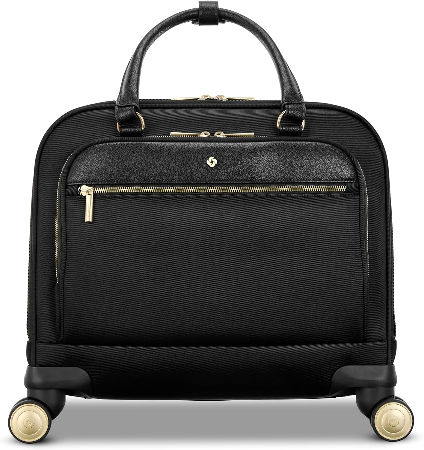 Samsonite Mobile Solutions 2 Spinner Mobile Office - Carry-On Rolling Laptop Bag with USB Pass-Through, Padded Laptop & Tablet Sleeves, File Organizer, Smooth Spinner Wheels, StackIt™ Strap - Black