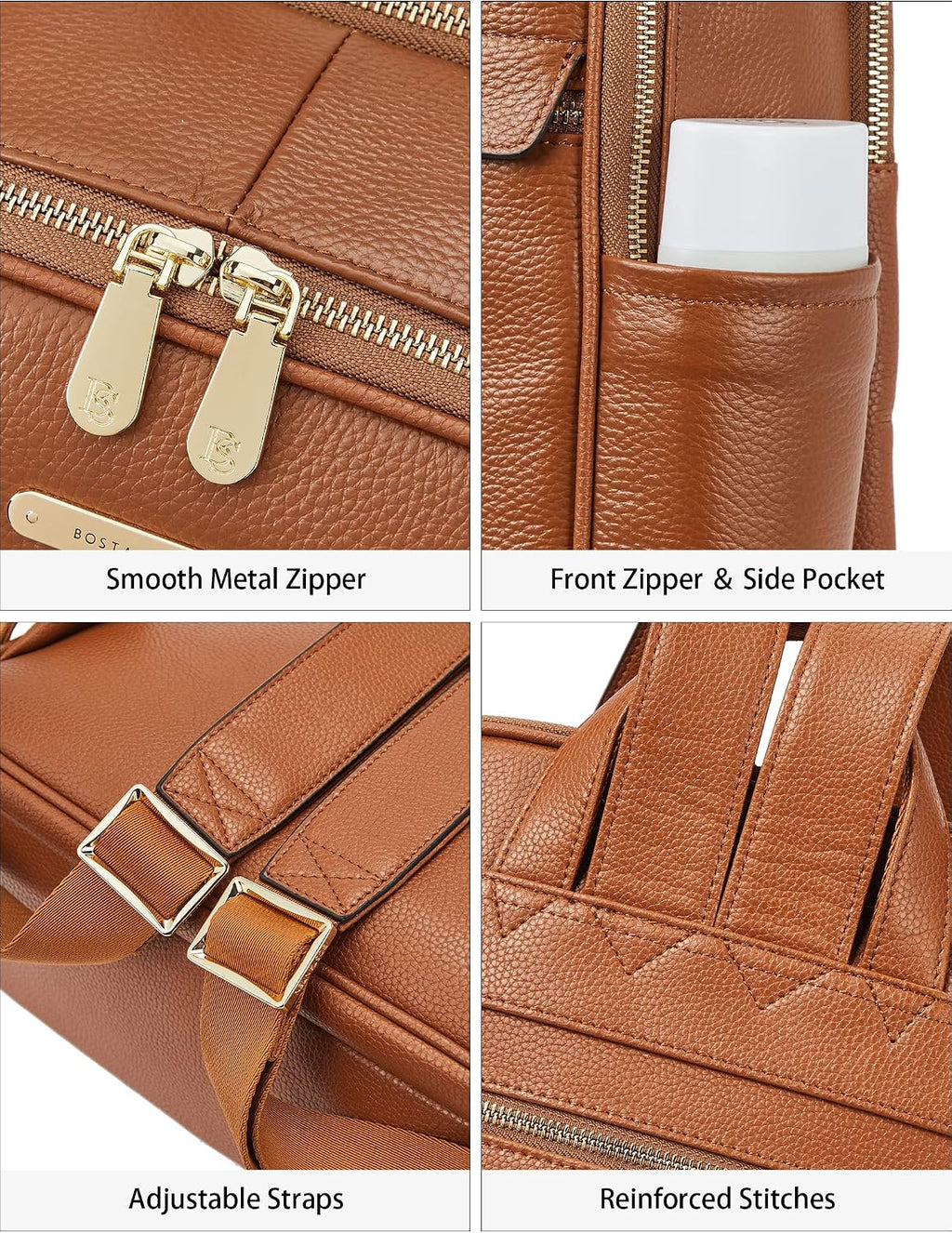 BOSTANTEN Genuine Leather 15.6 inch Laptop Backpack Purse for Women College Casual Backpack Travel Bag