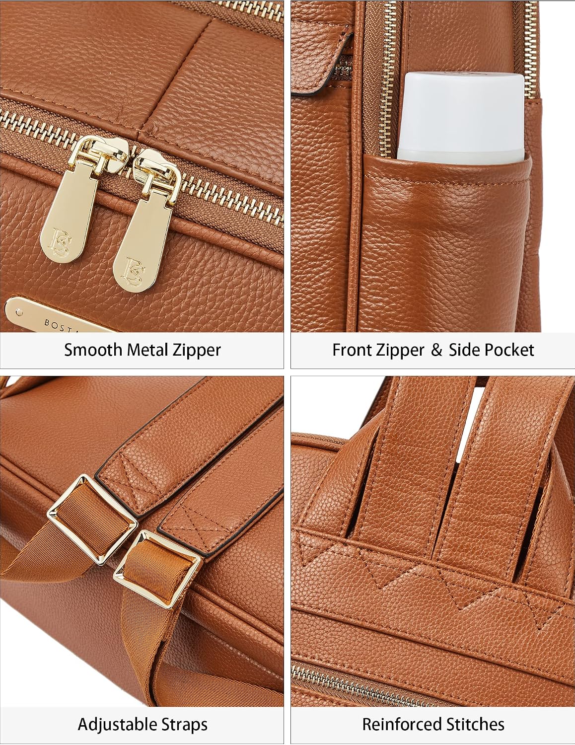 BOSTANTEN Genuine Leather 15.6 inch Laptop Backpack Purse for Women College Casual Backpack Travel Bag